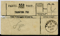 Taunton Parcel Post Label used December 1900